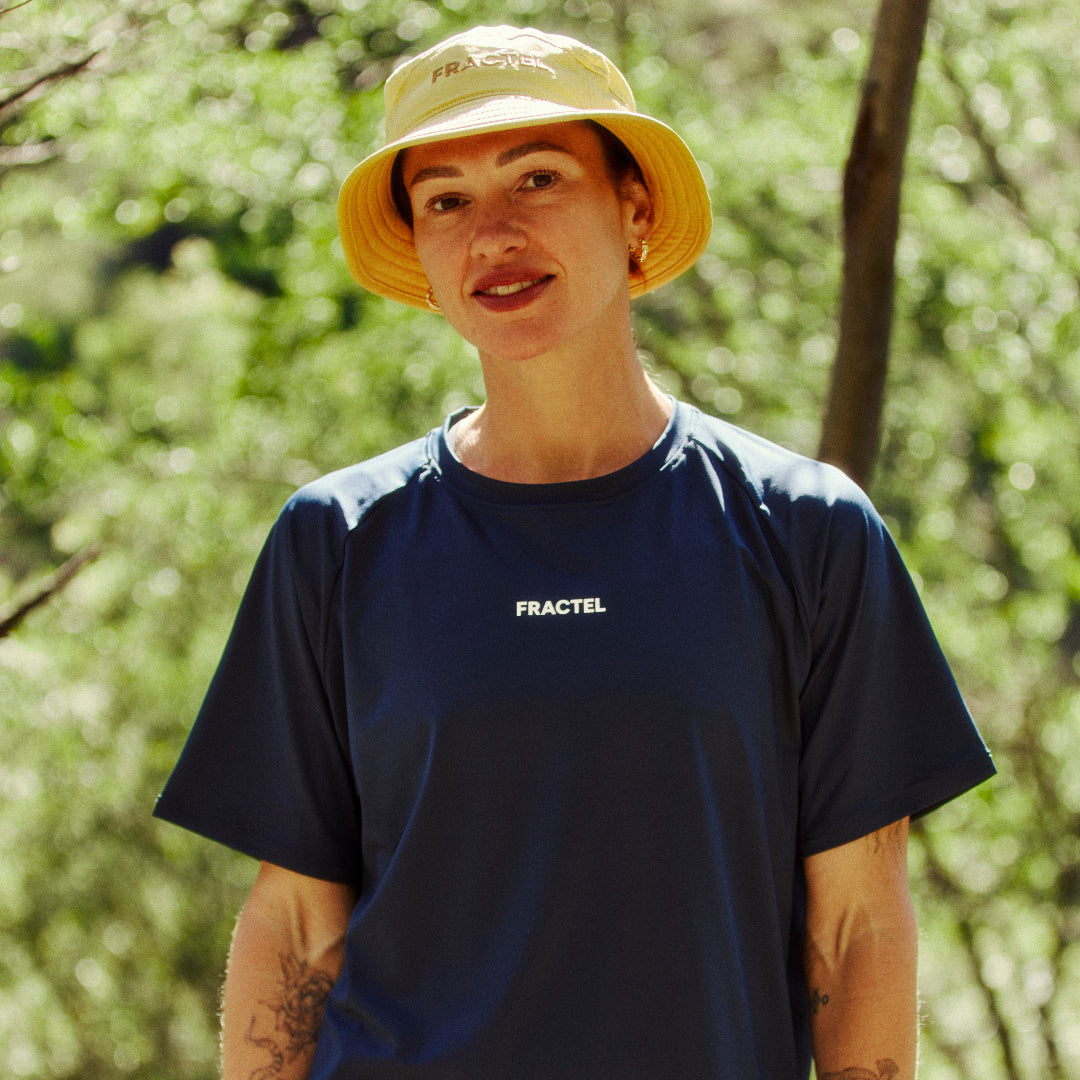 Womens Blue Performance Running Top On Model 