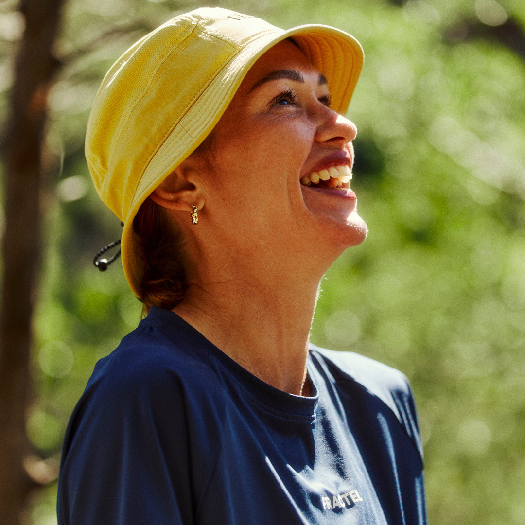 Womens Blue Performance Running Top On Model 