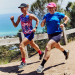 Womens Blue Performance Running Singlet on Model