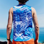 Mens Blue Performance Running Singlet on Model