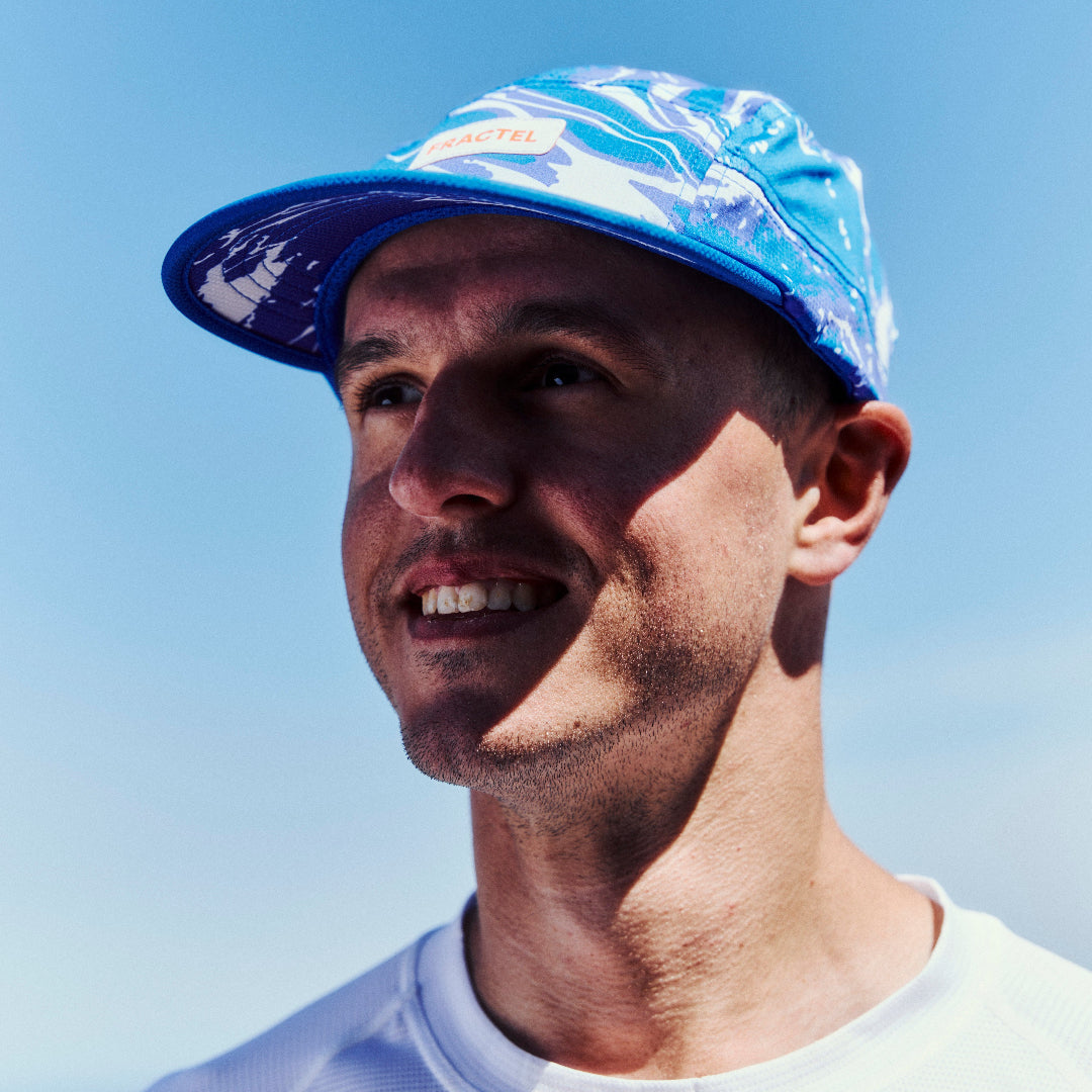 M-Series Performance Running Cap in Blue on Model