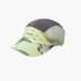 A Fractel brand 5-panel running cap featuring a light yellow-green and olive camouflage pattern on the front panel and brim, with a dark gray mesh back and a light green mesh side panel, shown on a plain white background.