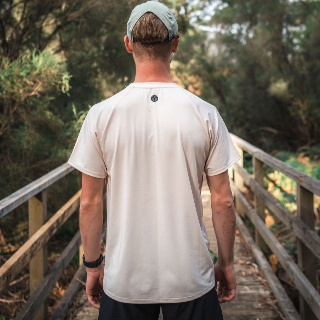 Mens White Running Short Sleeve Top