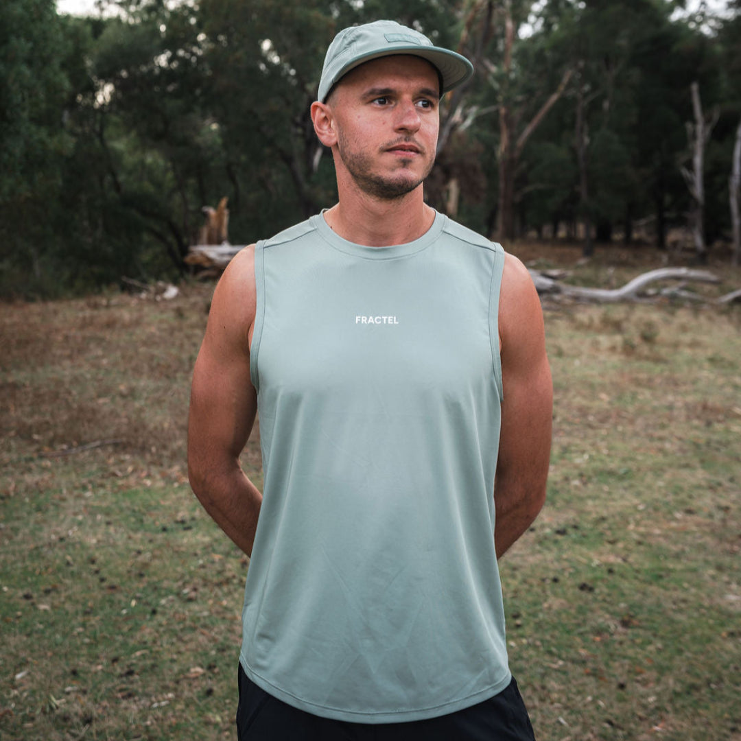 Mens Green Running Singlet Top