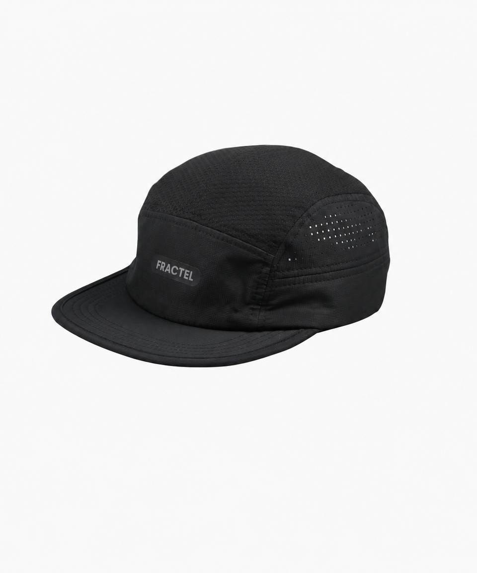 Black Fractel M-MIDNIGHT 3.0 running cap, angled view