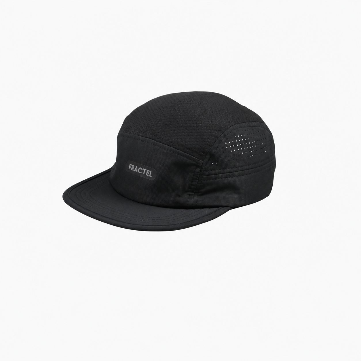 Black Fractel M-MIDNIGHT 3.0 running cap, angled view