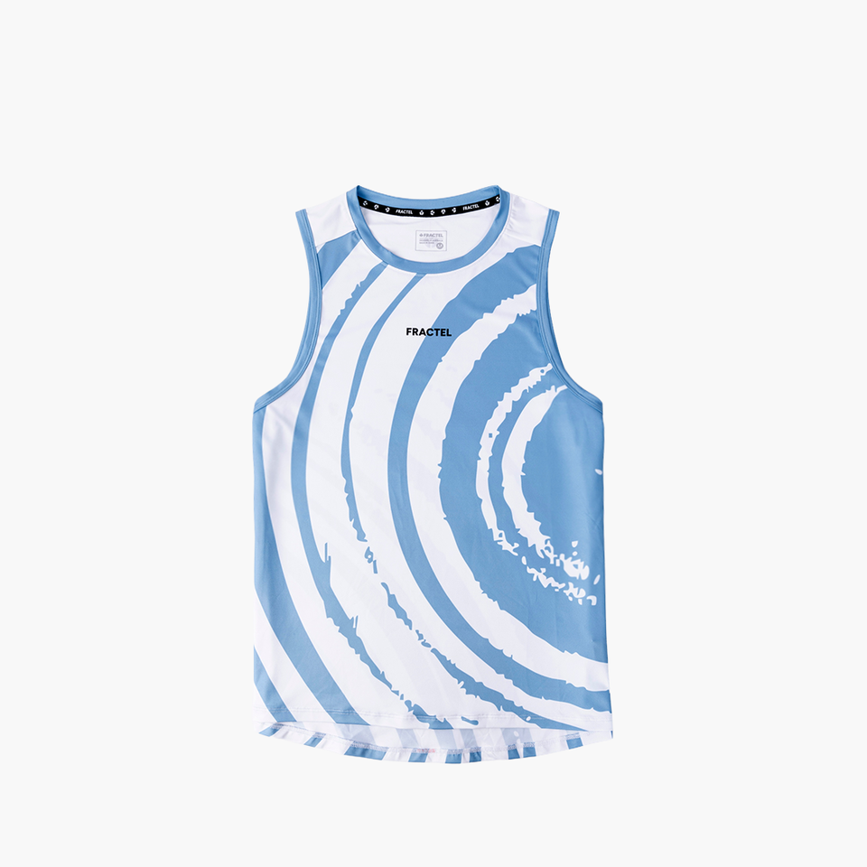 Men's S-TUOLUMNE RIVER Performance Singlet in blue, front view