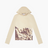 A beige long-sleeve cropped hoodie with a brown and beige camouflage print across the lower half, shown against a plain white background.