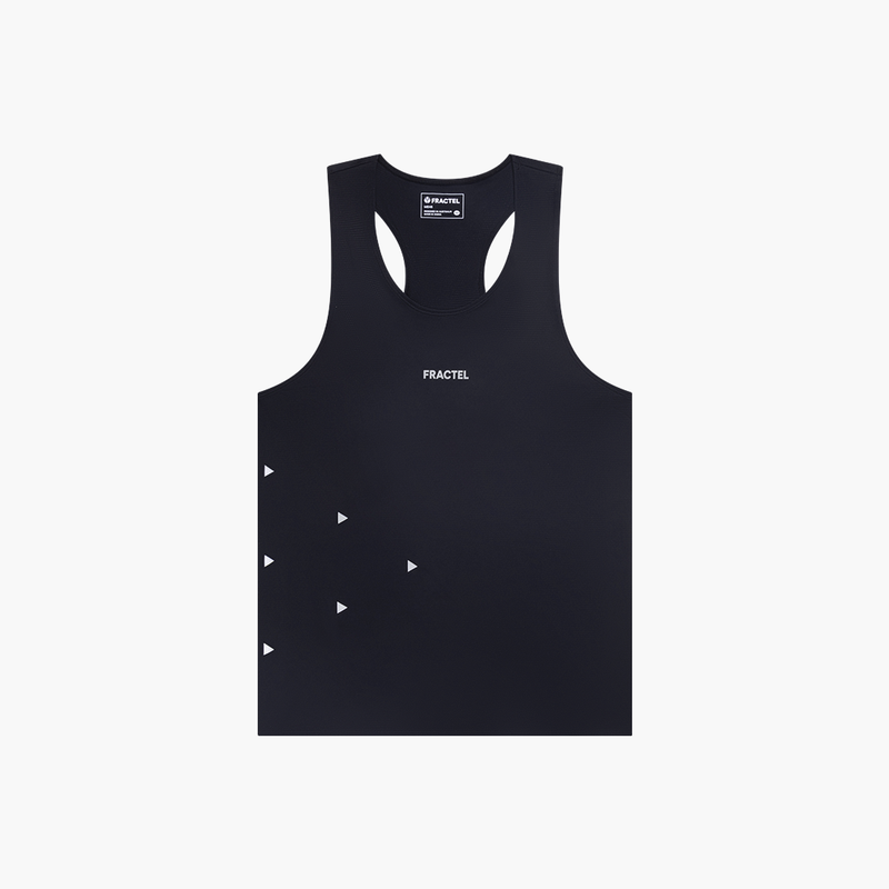 Men's V-BLACK Race Singlet in black, front view